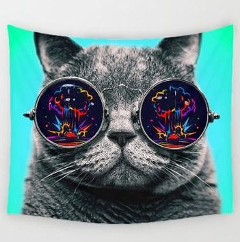 Aesthetic Cute Cat Tapestry Living Room House Decoration.