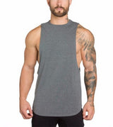 Men Long Tank Muscle Workout T-Shirt  Bodybuilding Gym Athletic Training Sports Tops